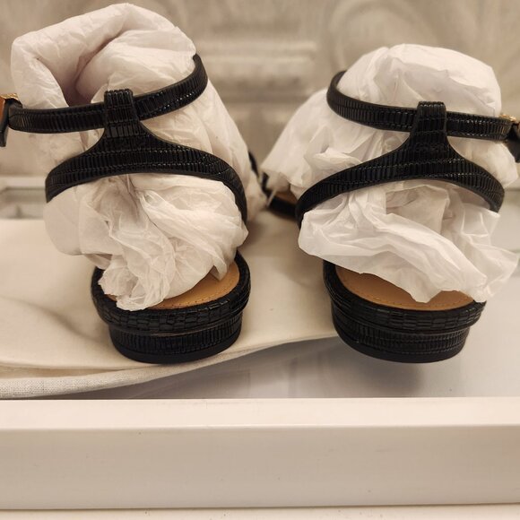 VIA SPIGA Black Croc Calandre Round Toe Leather Slingback Sandals. NIB. Size 9 - Picture 9 of 13